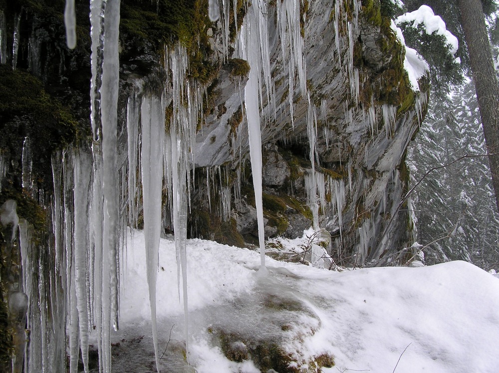 Icicles form at the Entrance to Oregon Caves