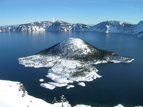 View of Wizard Island from Watchman Overlook.