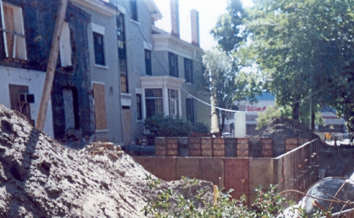 Crews are building forms so that concrete basement walls can be poured soon.