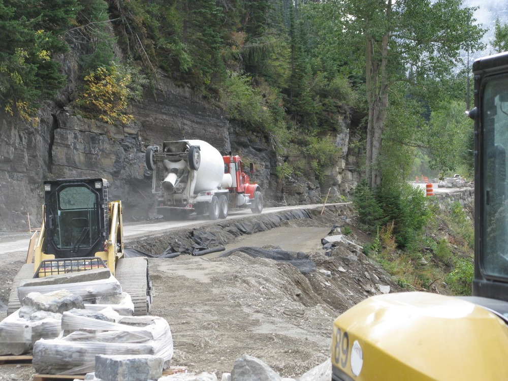 Concrete truck on its way to the work site near the Big Bend