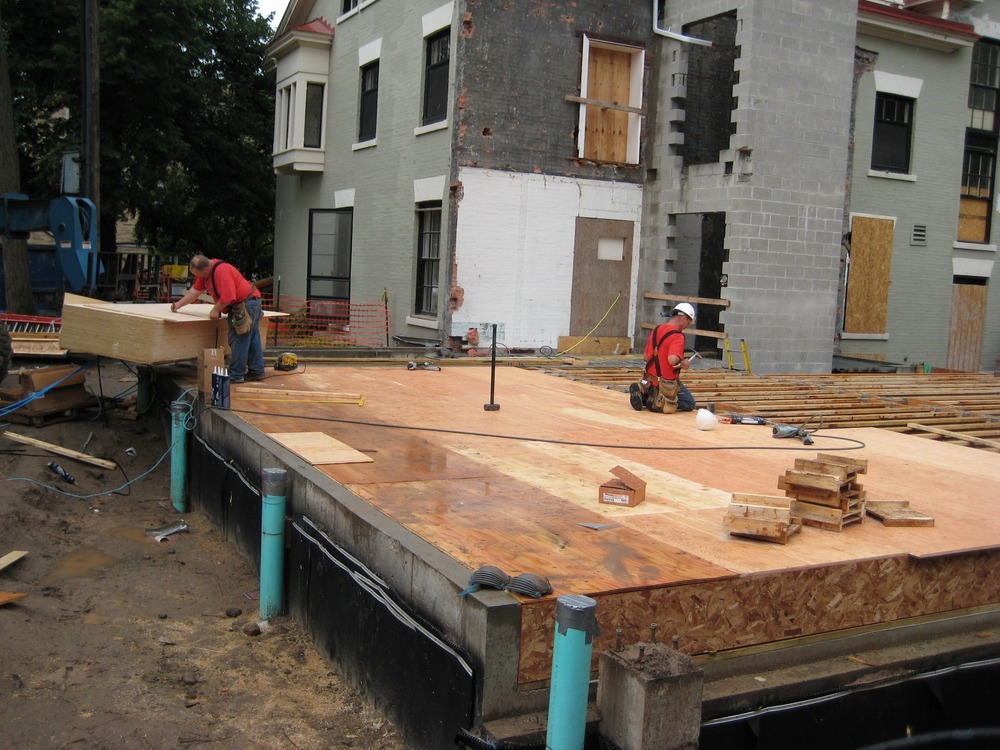 Most of the floor surface is now in place.