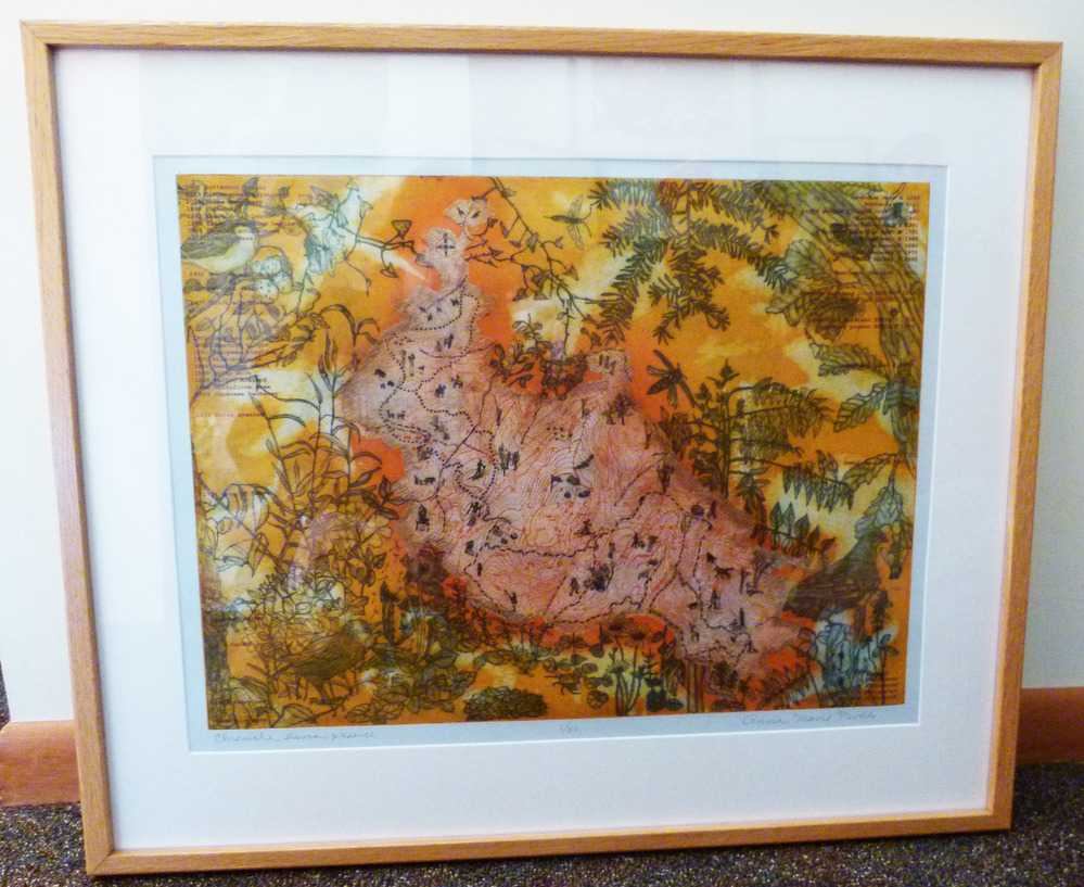 Layered monoprint technique of stratography by Anna Marie Pavlik, 2011 Artist-in-Residence, 