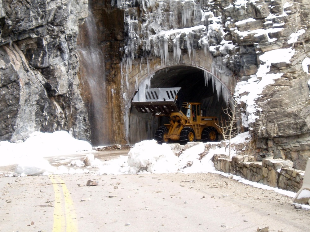 Clearing Ice from the West Tunnel, just below "The Loop" on the Going-to-the-Sun Road, April 4, 2007