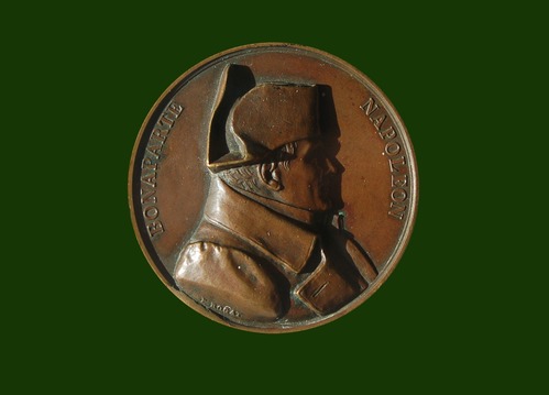 Image of a bronze medal featuring the profile of Napoleon Bonaparte. This item belonged to Dr. John McLoughlin and was donated by his great-granddaughter. It is now in the collection of Fort Vancouver National Historic Site.