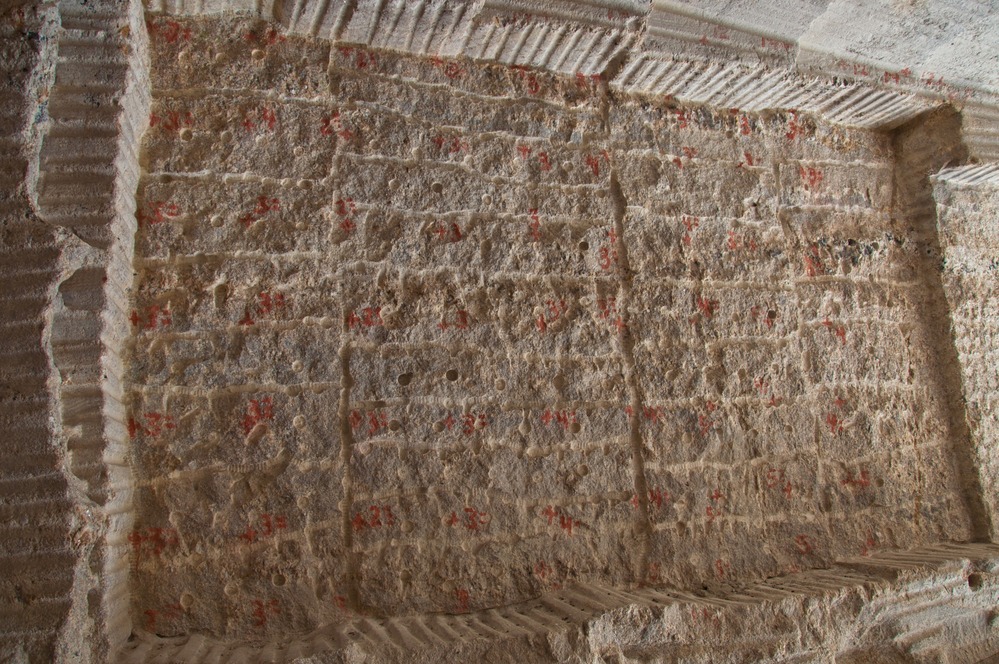 painted instructions for how much rock needed to be removed