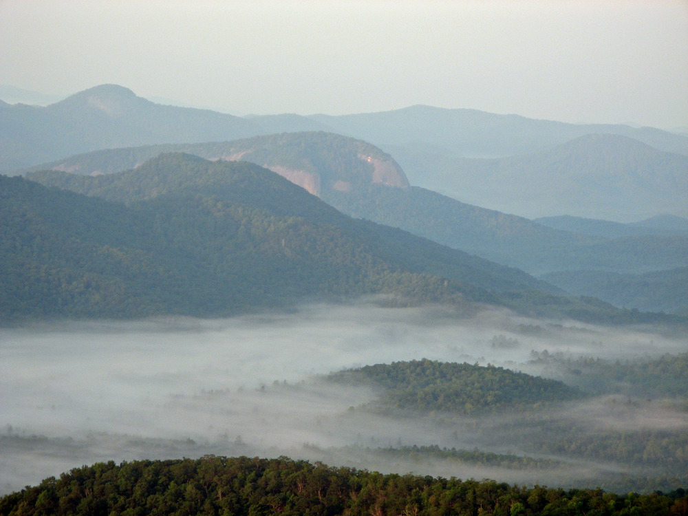 Landscape picture of the mountains in gray light