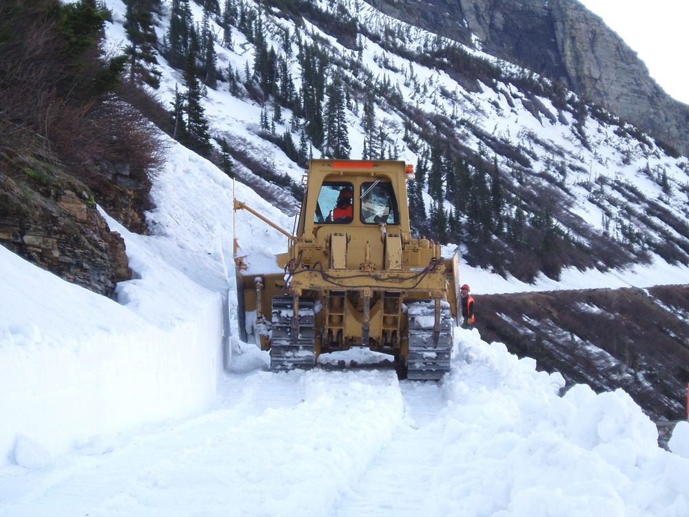 Plowing the Going-to-the-Sun Road just above Triple Arches