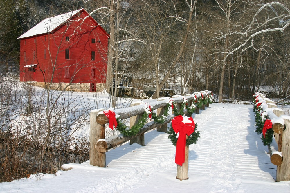 Alley Mill on a rare snowy day one Christmas.