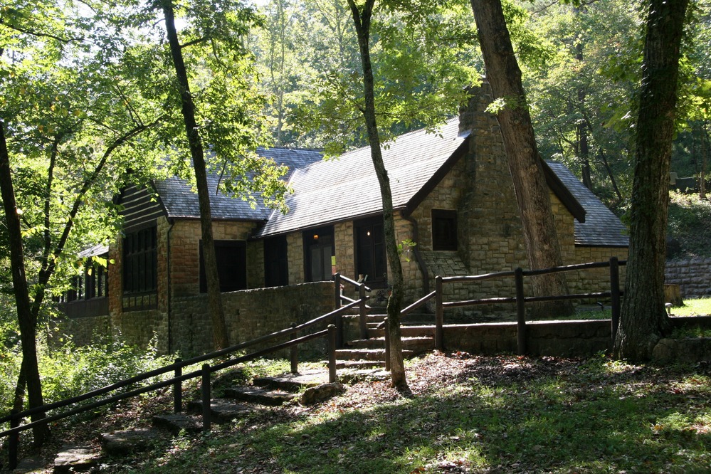 The Dining Lodge at Big Spring was built by the CCC during the Great Depression.