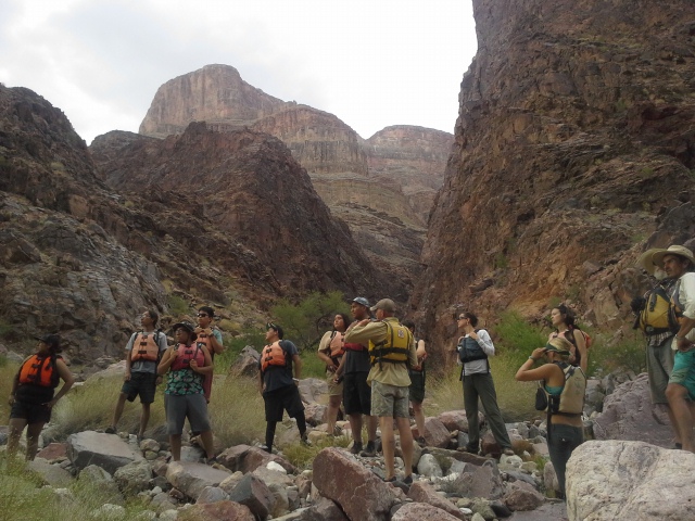 Native Conservation Corp youth exploring the river corridor during a Diamond Down trip on the Colorado River
