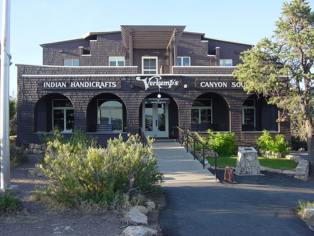 VERKAMP'S VISITOR CENTER (1906) GRAND CANYON - VIEW FROM FRONT OF MAIN ENTRANCE. 