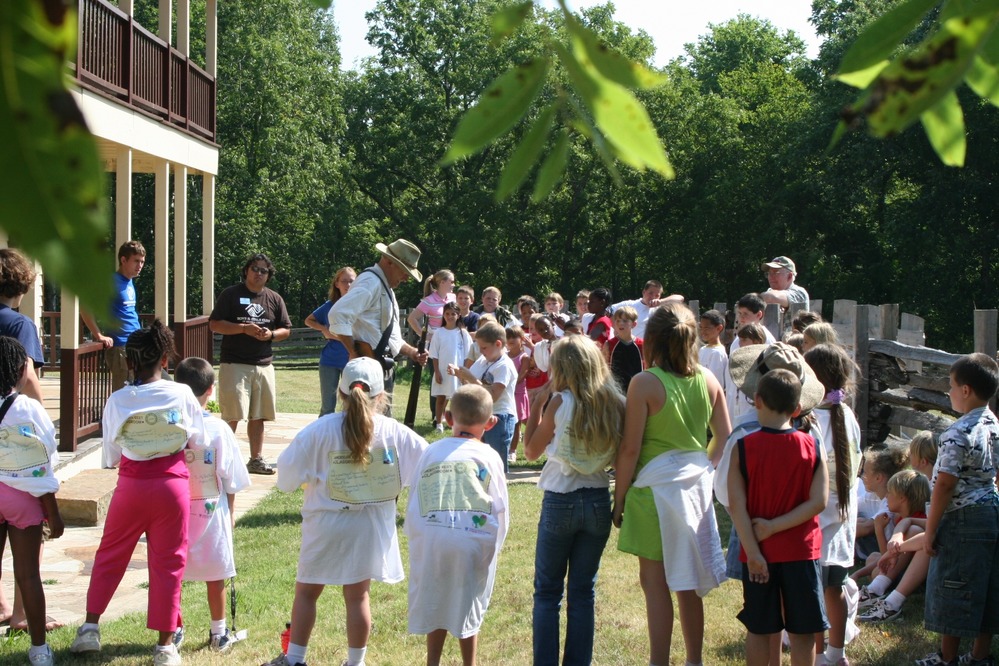 Children from the Boys and Girls club attending a demonstration at the Elkhorn Tavern.