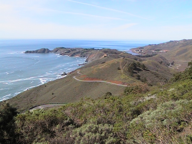 View of the coastal praire and scrub that surroudn Hawk Hill