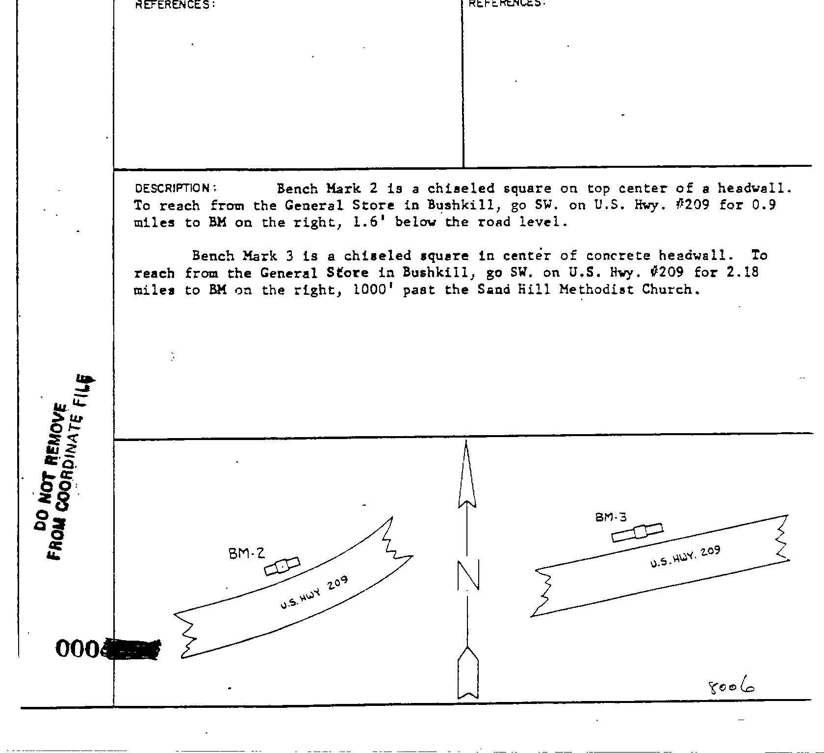 00008006 Monumentation Sketch of BM-3 in Delaware Water Gap National Recreation Area, 1966