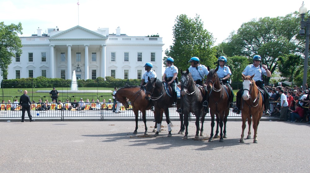 The U.S. Park Police during a protest at the White House sidewalk