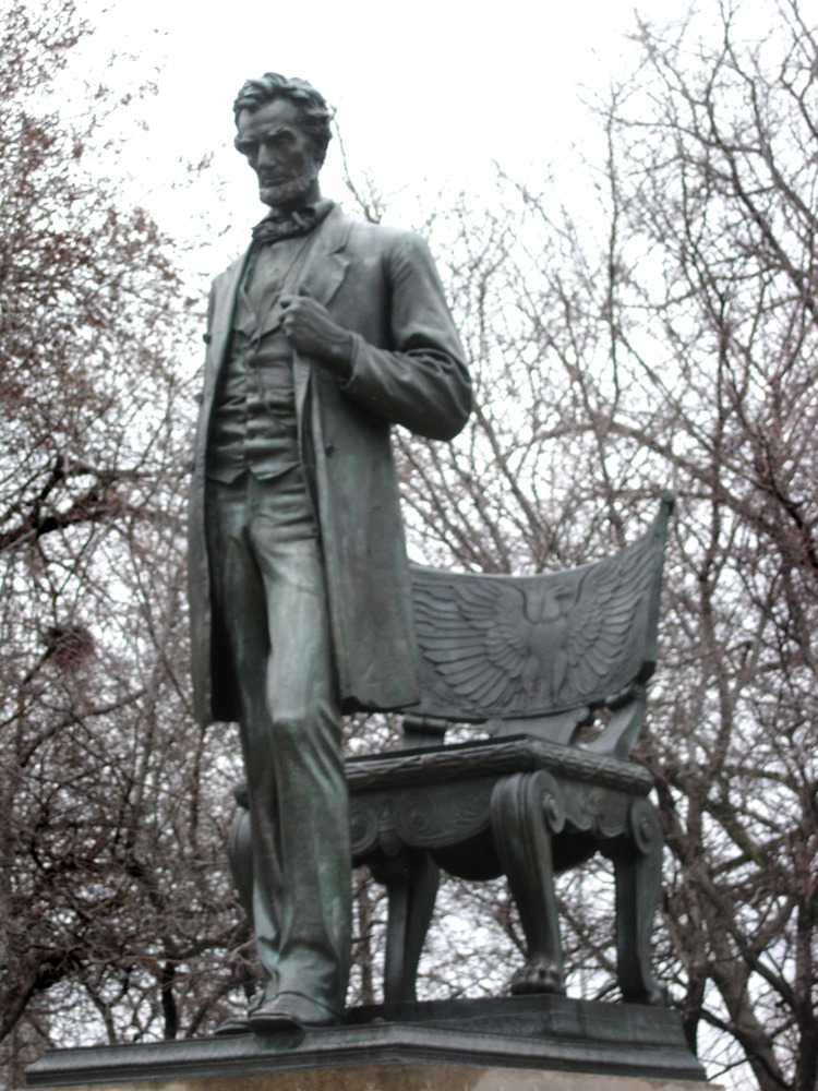View of the Standing Lincoln in Lincoln Park, Chicago