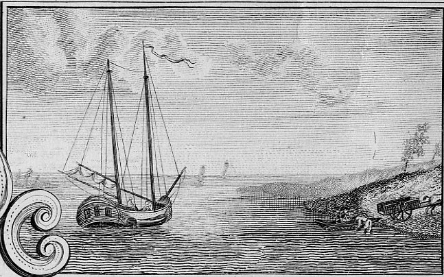 Lightering, , from the Salem Marine Society membership certificate. Two men are unloading cargo from a lighter, or small rowboat, onto a horsecart.
