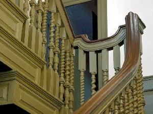 The finely carved staircase of the Derby House was a mark of the wealth of its owners.