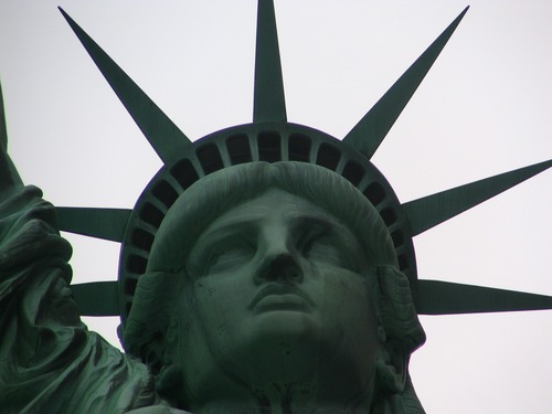 Statue of Liberty's face and diadem(crown) which symbolizes the seven seas and continents of the world.