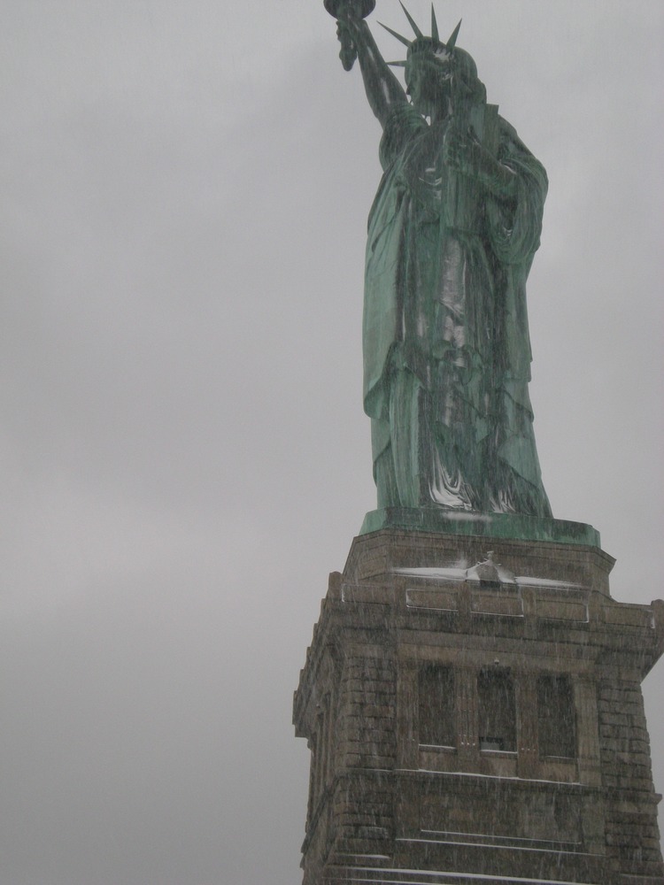 Statue of Liberty during a snow storm