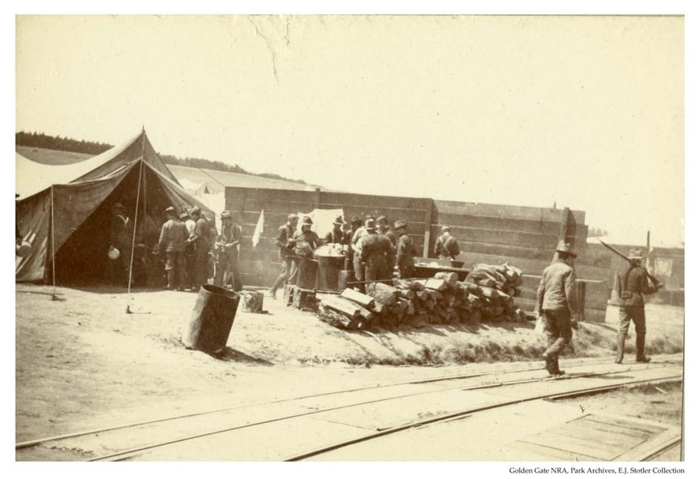 Cook and mess tent of 51st Iowa, Camp Merritt, 1898.