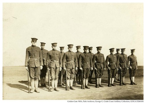 Unnamed soldiers in a line, 1930s.