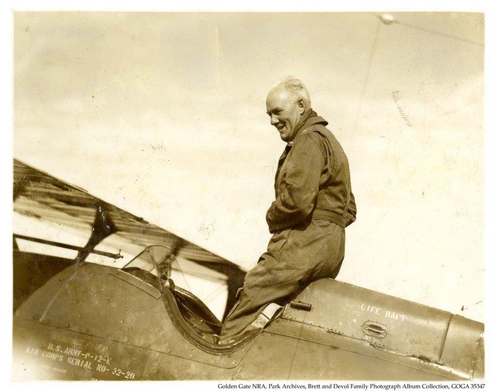 Lieutenant General George Brett in aircraft in Panama, 1938.