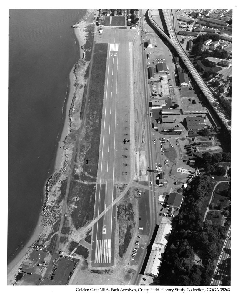 Aerial view of the Crissy Field runway c1964-68