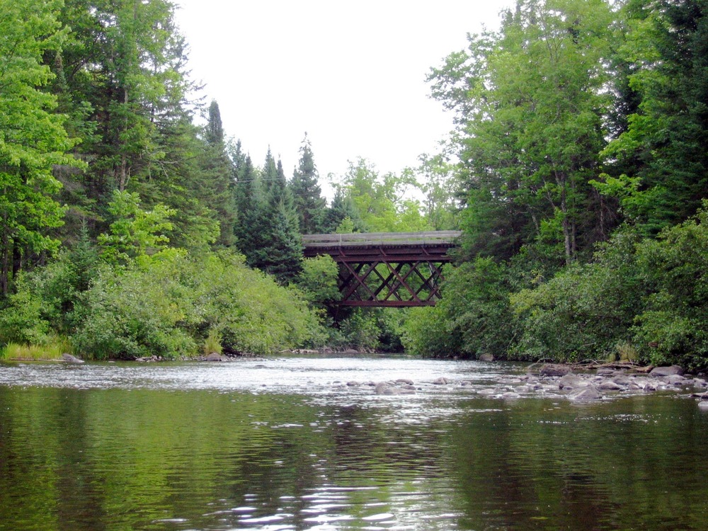 This iron railroad bridge is one of the bridges that cross the Namekagon. Bridges can provide a reference point for where canoeists are on the river and a vista from land.