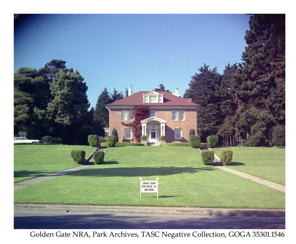 Presidio residential Bldg 1337. Signs were placed in front of residences in the Presidio announcing the occupants.