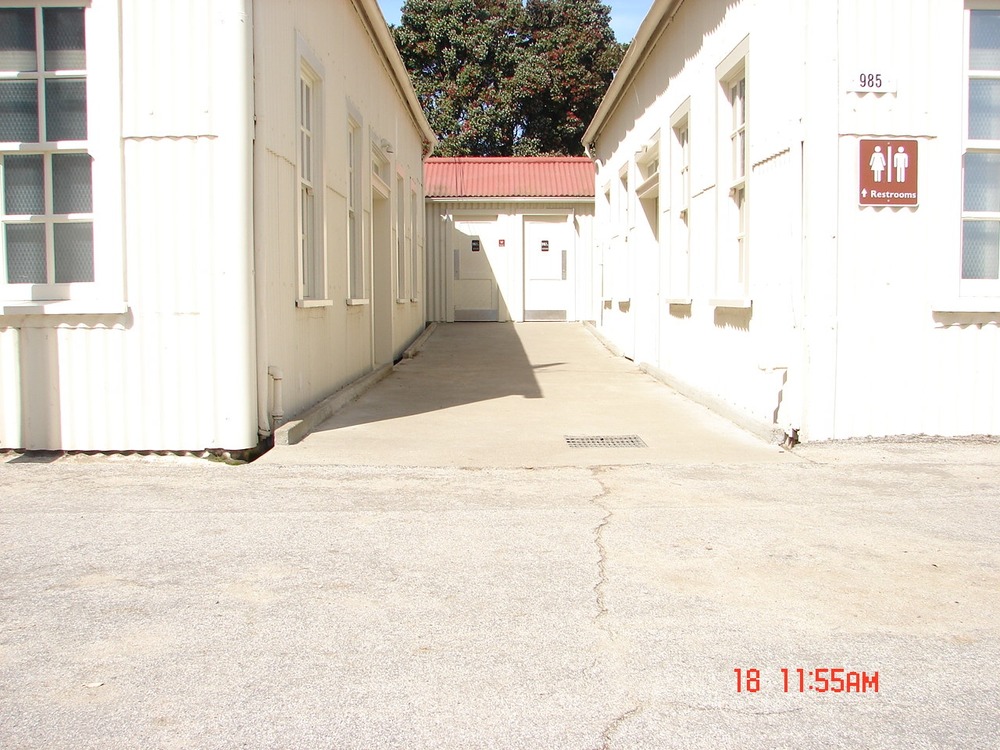 These accessible restrooms are located outside the warming hut at Fort Point.