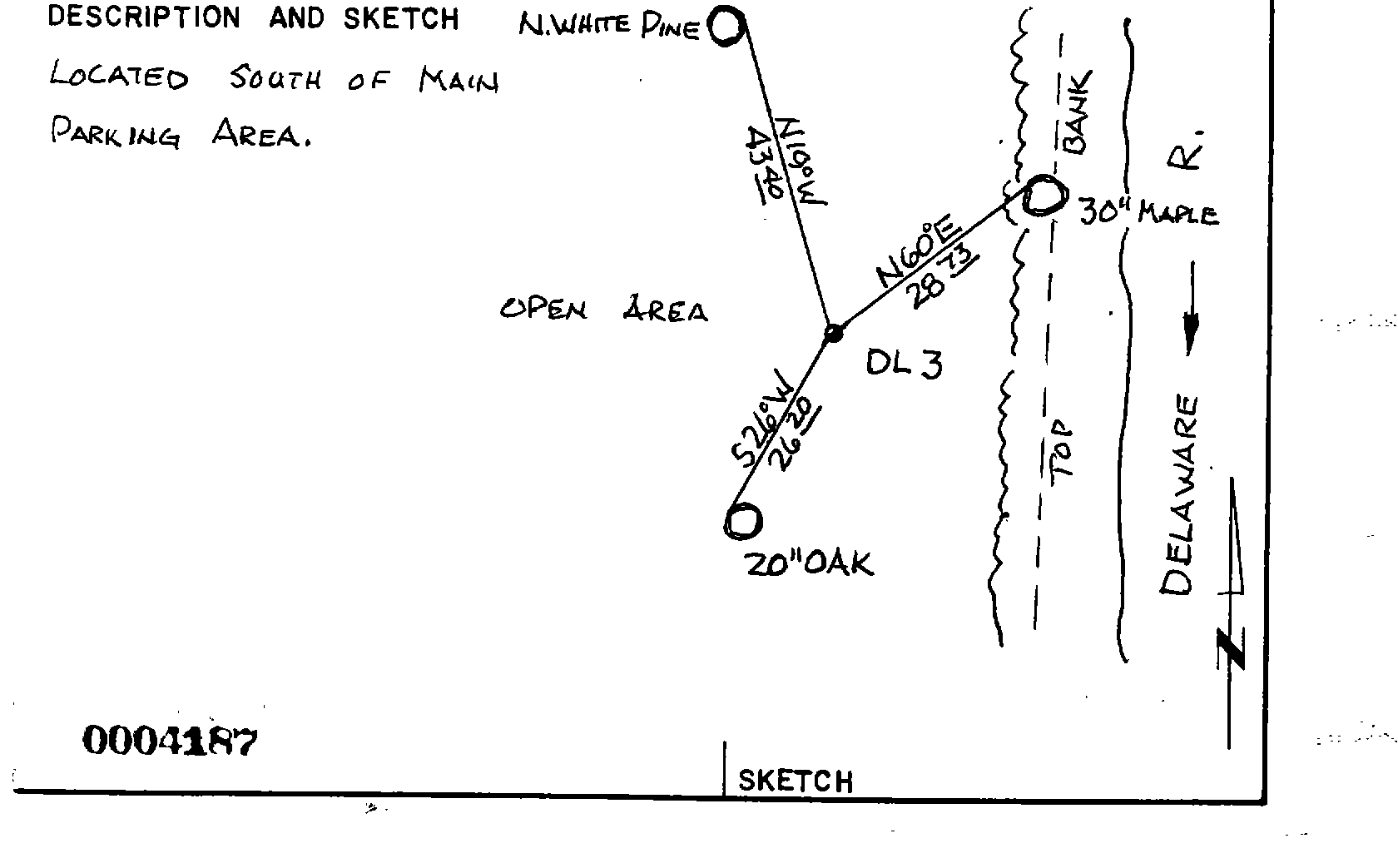00004187 Monumentation Sketch of DL3 1983 in Delaware Water Gap National Recreation Area, 1983