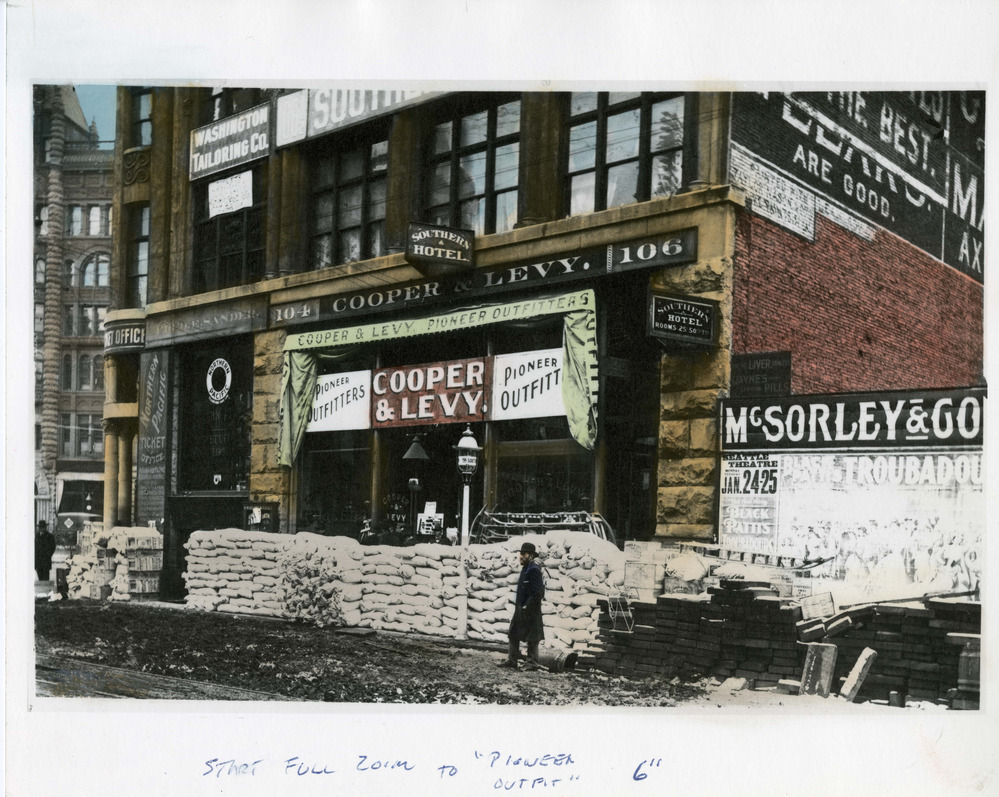 A store  with stacks of sacks in front