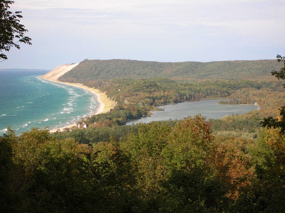 Lake Michigan and South Bar Lake from the Empire Bluff Trail