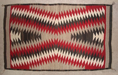 Navajo Rug, Eye Dazzler Design Any colors may be used. A design that excites your eyes. Usually small repeating shapes covering most of the rug. Most often without a border.