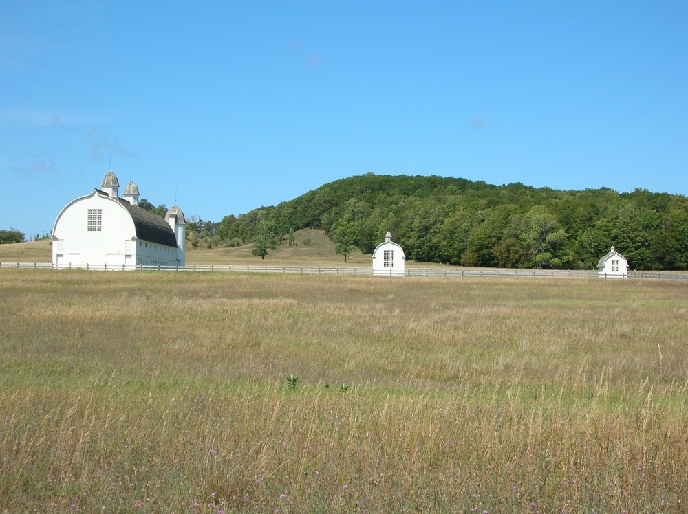 DH Day Barn and out-buildings from the field south of the buildings.