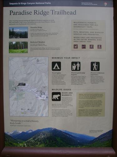 Mineral King--trailheads--orientation--Sequoia and Kings Canyon National Parks--11/2009