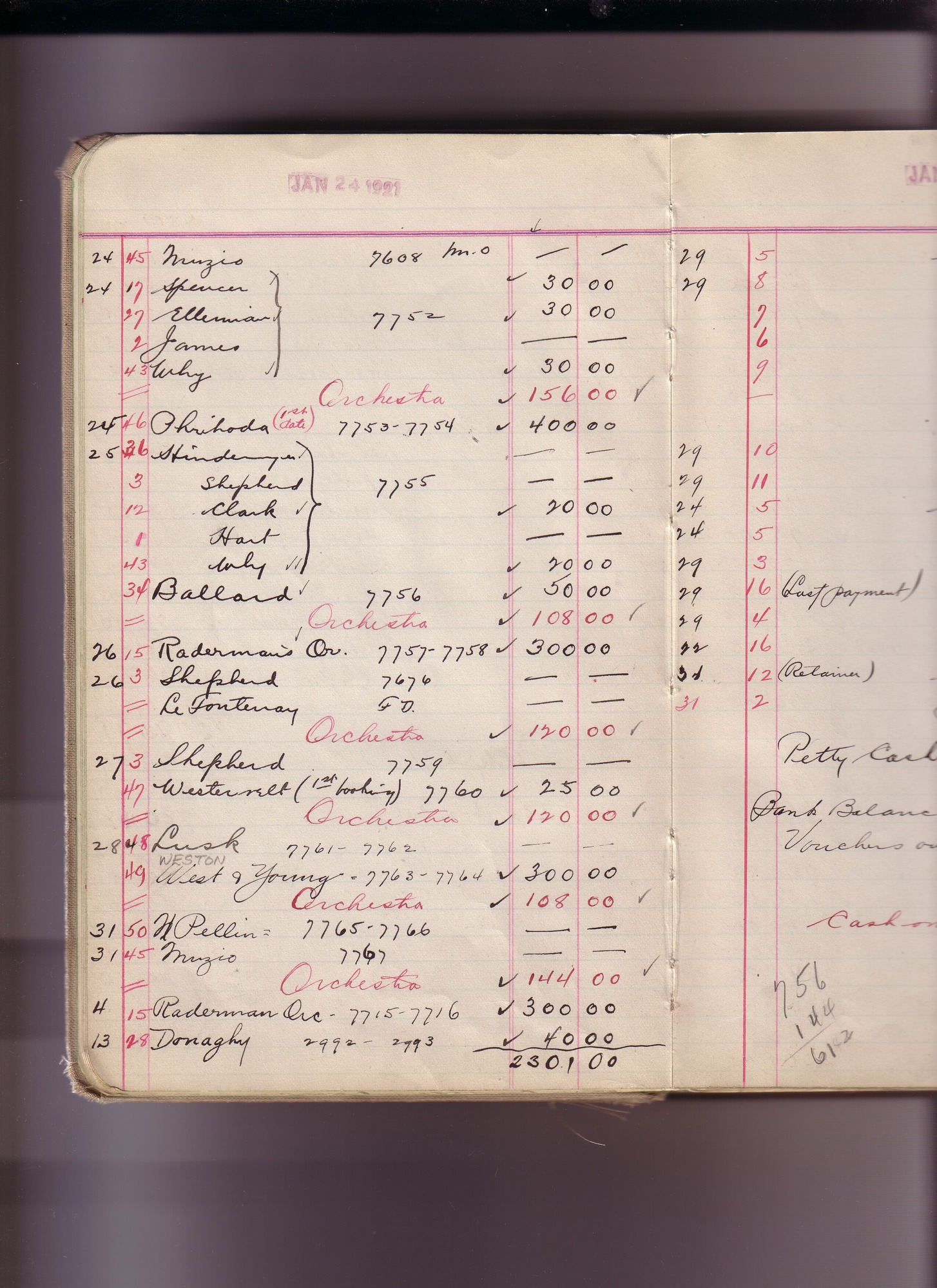 Thomas Edison's New York City Recording Studio Cash Book 17 (of 21), Image 12 (of 244).