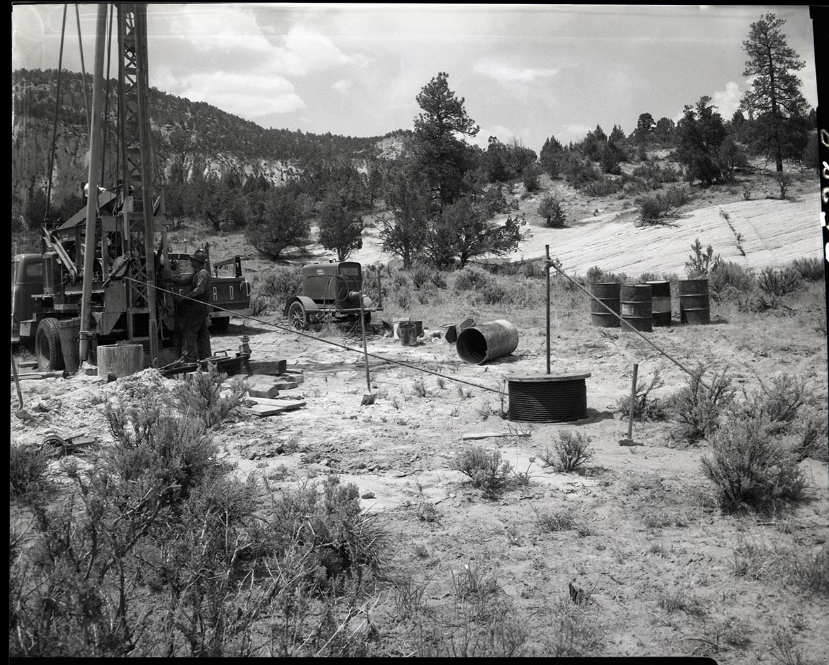 Well drilling rig east of East Entrance residence area.