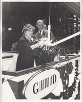 Madeleine Edison Sloane christening the U.S.S. Thomas Edison.