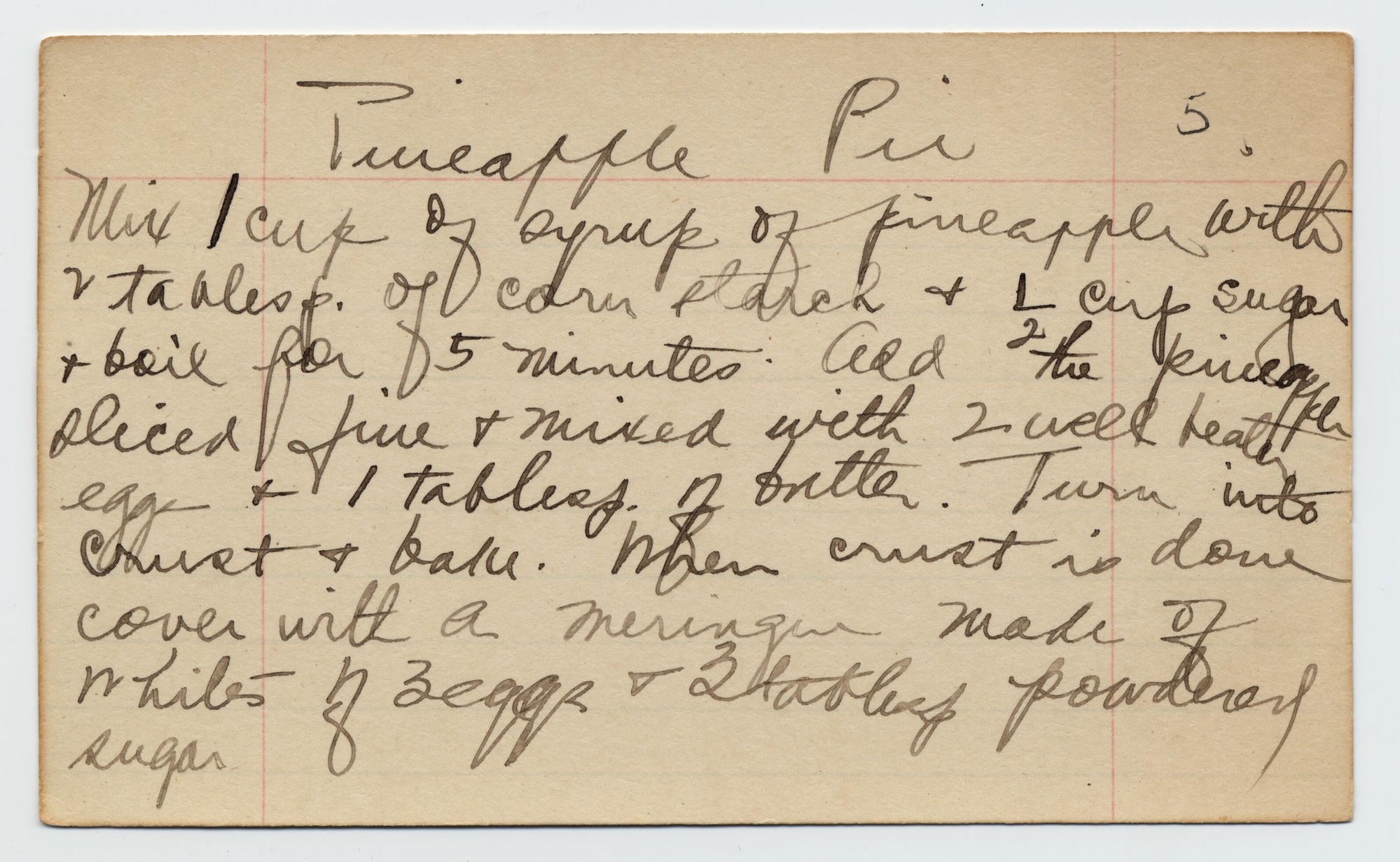 A recipe written in black pen on a note card.