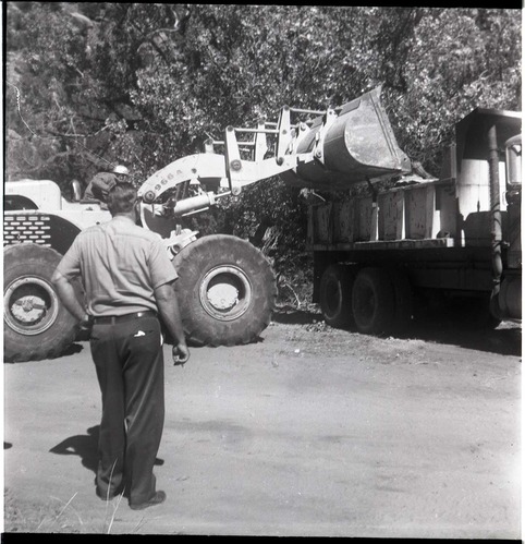 BW photo of rock slide near Echo Rock - 2.5" x 2.5".