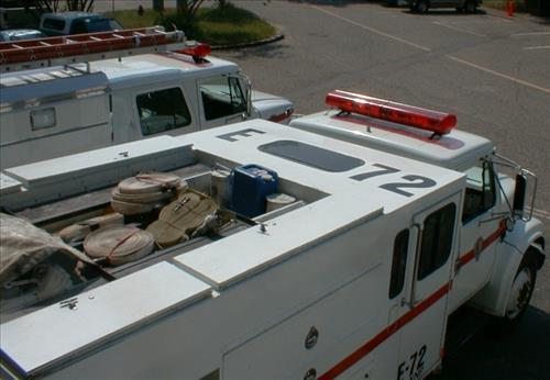 Fire engines at Ash Mountain Headquarters Fire Station, Sequoia and Kings Canyon National Parks, May 2002