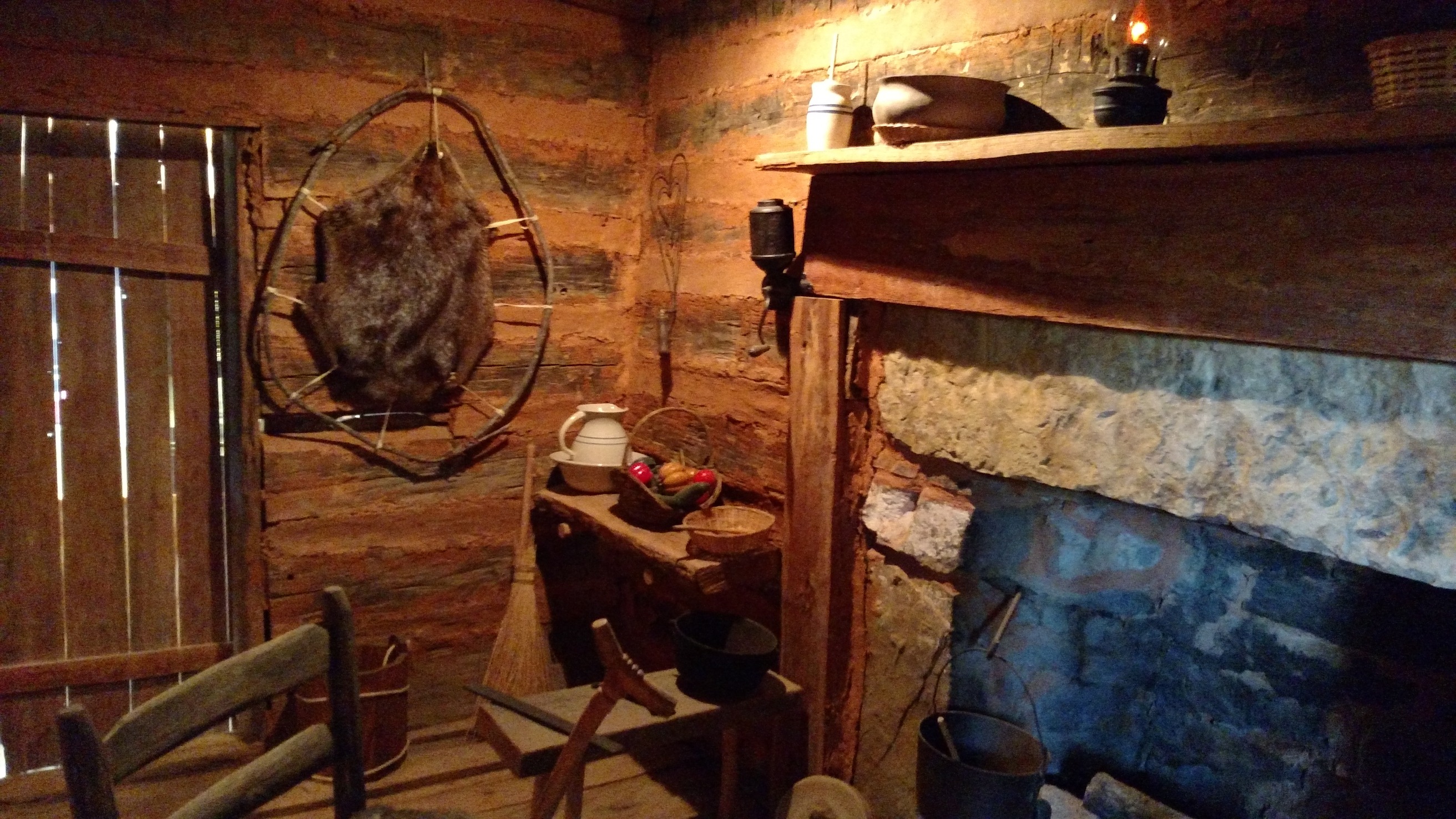 Artifacts and living materials at Sequoyah's Cabin in Sallisaw, Oklahoma