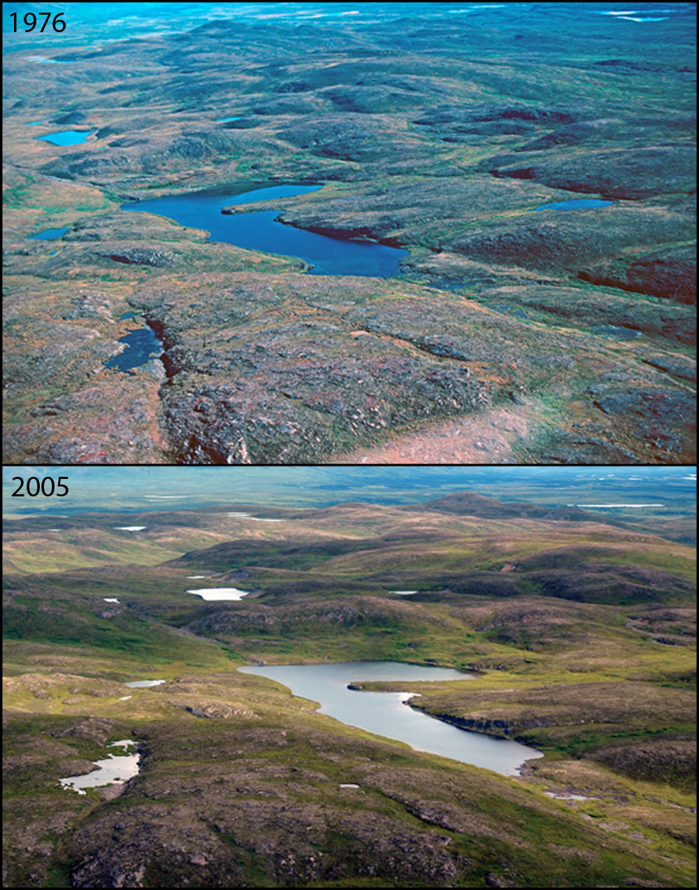 A photo pair showing No Apparent Changes at Bull River: 1976-2005