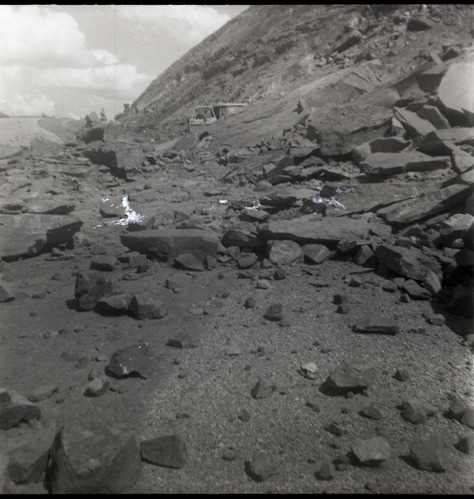 BW photos of rock slides in Kolob Canyons - 2x2.