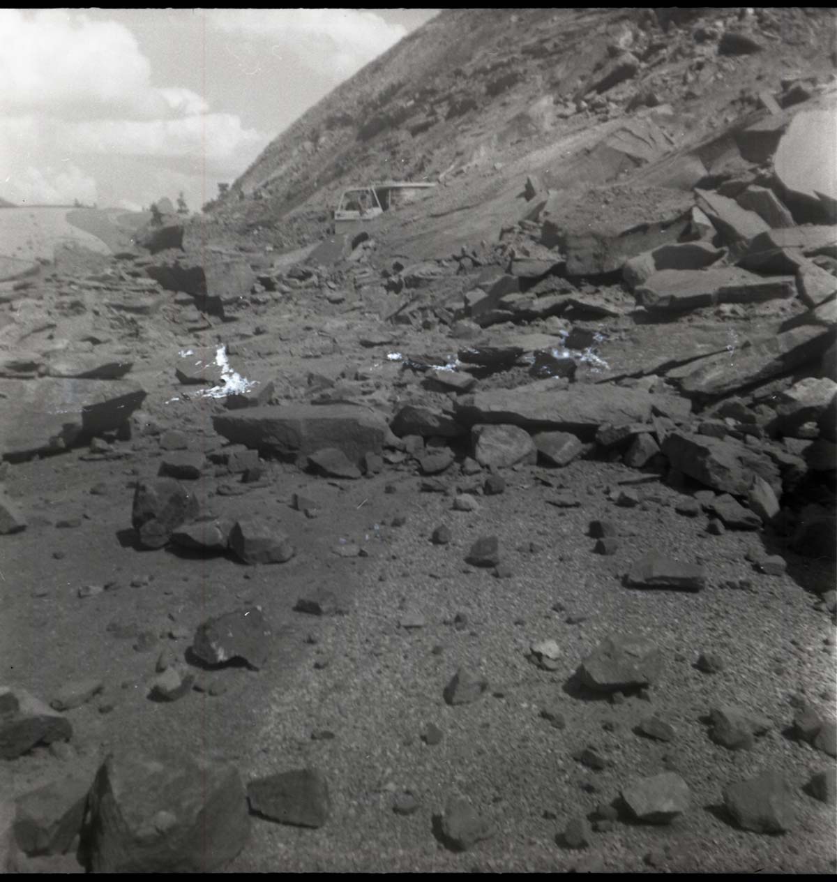 BW photos of rock slides in Kolob Canyons - 2x2.