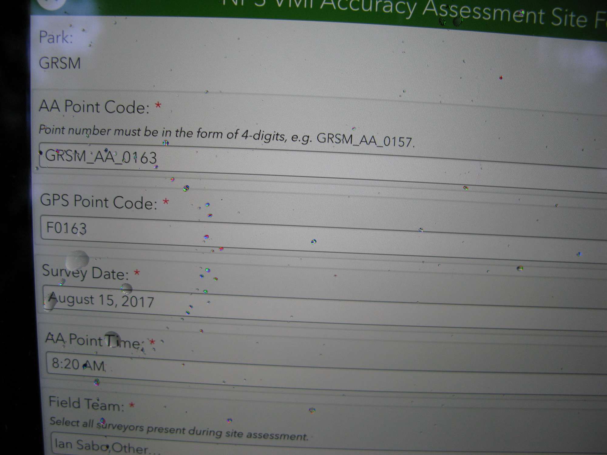GRSM Accuracy Assessment. Plot Code: GRSM_AA_0163_1