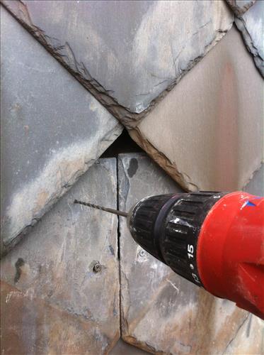 Slate Shingle Repairs of National Cemetery Lodge at Fort Donelson in July 2014