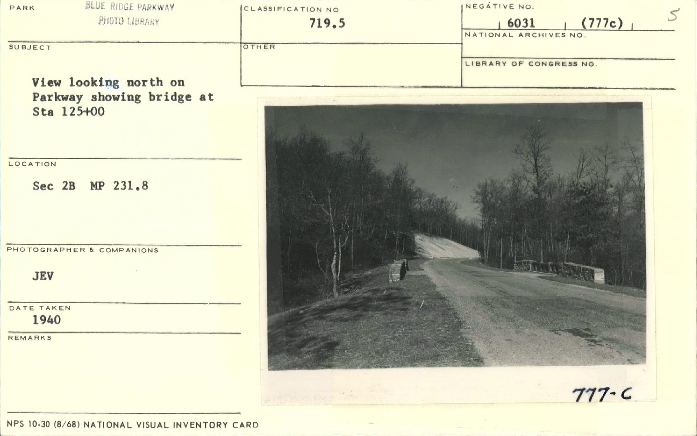 View looking north on Parkway showing Brush Creek Bridge